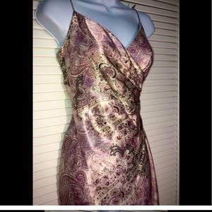 JONES NY FAUX-WRAP SILKY SLIP DRESS ASYMMETRICAL 8